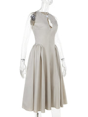 Midi Dress Sexy Hollow A-line Dress