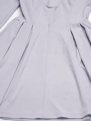 Solid Color V Neck Pleated Hem Dress