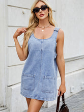 Washed Denim Overalls Suspender Dress