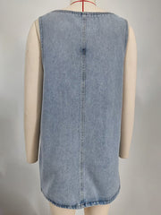 Washed Denim Overalls Suspender Dress