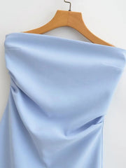 Sweet Strapless One Shoulder Sexy Mini Dress