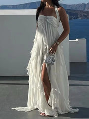 holiday style French romantic lace tube top halter dress