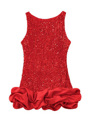 Sequin Sleeveless Suspender Short Dress