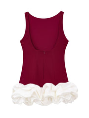 Contrast Color Sleeveless Short Dress