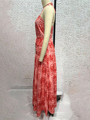 floral halter neck beach Hawaiian holiday dress