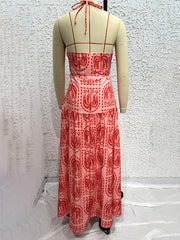 floral halter neck beach Hawaiian holiday dress