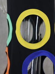 Round Neck Sleeveless Colorblock Hollow Embroidery A-Line Long Dress