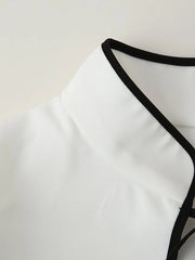 Long Sleeve Stand Collar Tie Dress