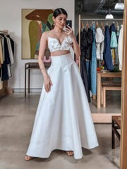 Holiday dress solid color tube top camisole top high waist swing skirt suit