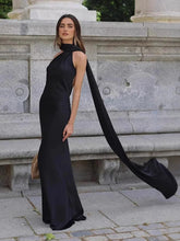 simple single shoulder floor-length dress