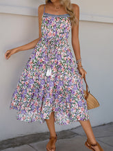 style suspender skirt pleated printed ruffle dress