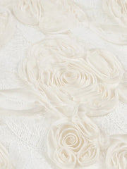 Three-dimensional rose decorated ruffle stitching suspender dress