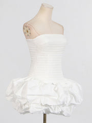 style tube top high waist pleated design tutu dress