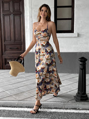 Printed suspender dress