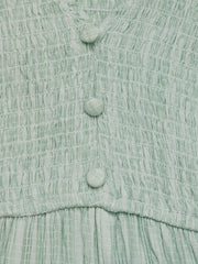 V-neck slit fresh light green dress