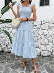 Resort Stripe Ruffle Slip Dress