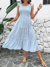 Resort Stripe Ruffle Slip Dress