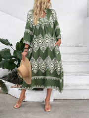 Casual holiday ethnic style geometric print loose dress