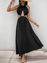 Hollow tie holiday style waist-baring dress