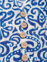 V-neck button print sleeveless casual dress