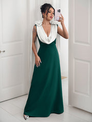 V-neck contrast sleeveless dress