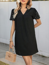 Beaded Lantern Sleeves Simple Black Dress