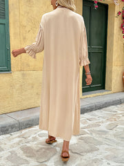 Holiday Commuter Retro Elegant Button Solid Color Dress