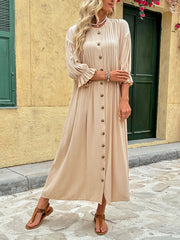 Holiday Commuter Retro Elegant Button Solid Color Dress