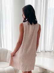 Plaid vest V-neck lace-up dress