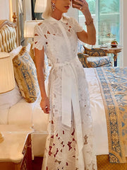 Casual Lace Cardigan Single Breasted Dress