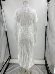 Casual Lace Cardigan Single Breasted Dress