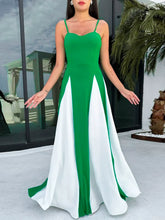 Contrasting Color Plaid Halter Dress