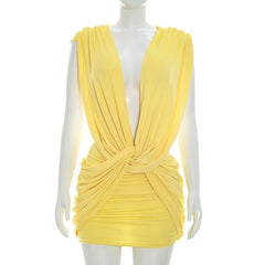 Crisscross Sleeveless Pleated Dress