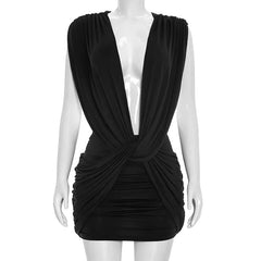 Crisscross Sleeveless Pleated Dress