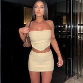 Knitted Strapless Halter-Top And A-Line Skirt Set