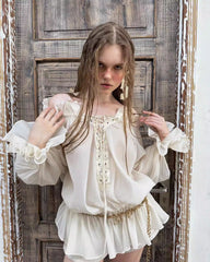 Blusa de tul liso con media manga