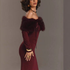 Down-Lined One-Shoulder Dress