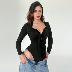 Fitted Long-Sleeved T-Shirt Jumpsuit