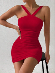 Milk Silk Cross-Halter Dress