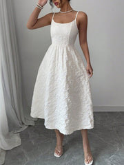 Embossed White Halter Dress