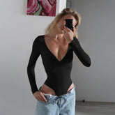 A Corset V-Neck Long-Sleeved Jumpsuit