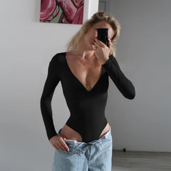 A Corset V-Neck Long-Sleeved Jumpsuit