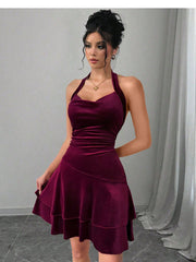 Velvet Halter Dress