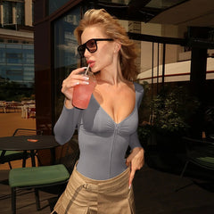 A Corset V-Neck Long-Sleeved Jumpsuit