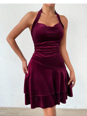 Velvet Halter Dress