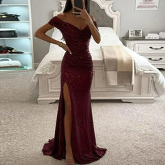 Sequin Leather Patchwork Fishtail Dress