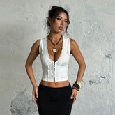 V-Neck Lace Crochet Top
