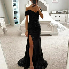 Sequin Leather Patchwork Fishtail Dress