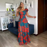 V-Neck Polka Dot Print Dress