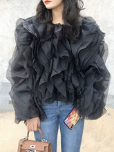 Ruffle Layered Sheer Chiffon Top